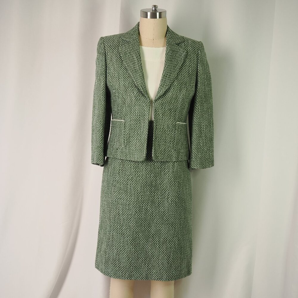 Alex Marie dress and suit jacket, Size 6, Color Green and Cream
